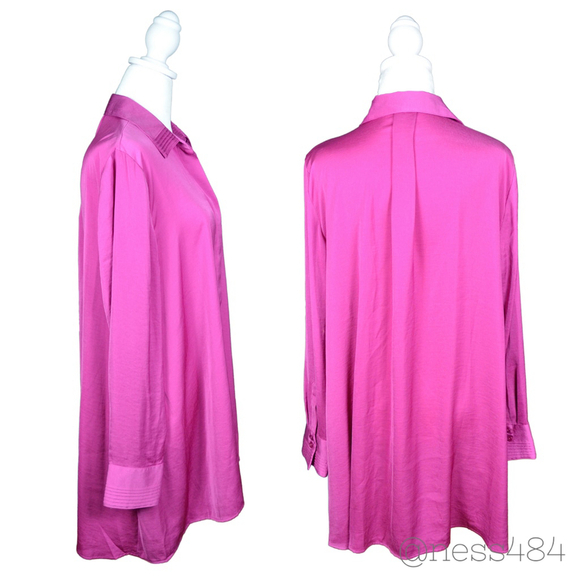 Women's NWT Chico's Fuchsia Long Sleeve Tunic Blouse, Size 2 (12/14) - Picture 2 of 3